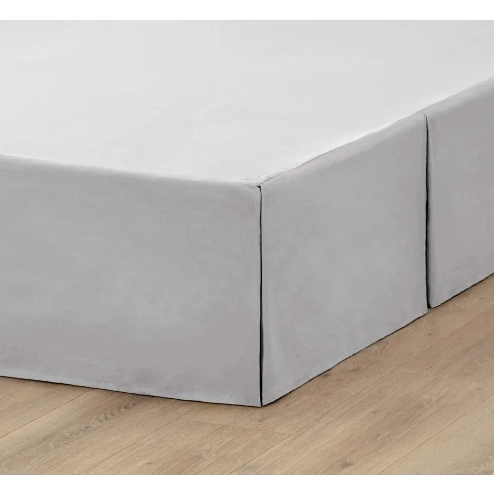 Light gray Full XL Bed Skirt  Bare Home Double Brushed Pleated Easy Fit 15